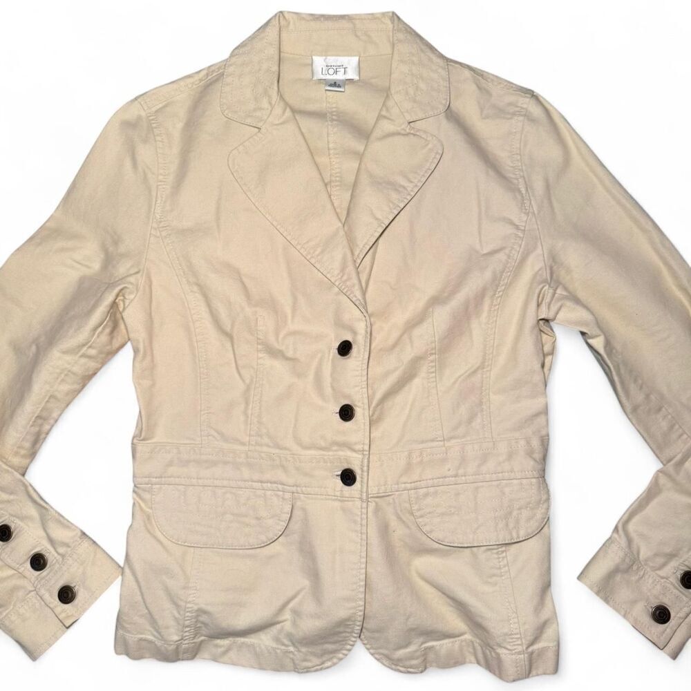 Ann Taylor LOFT Women’s Size 8 Khaki Cotton Blazer Jacket 3-Button Career - Picture 5 of 5